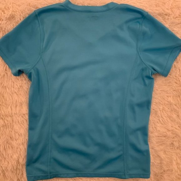 Exercise V Neck Aqua Blue Shirt - Picture 3 of 6